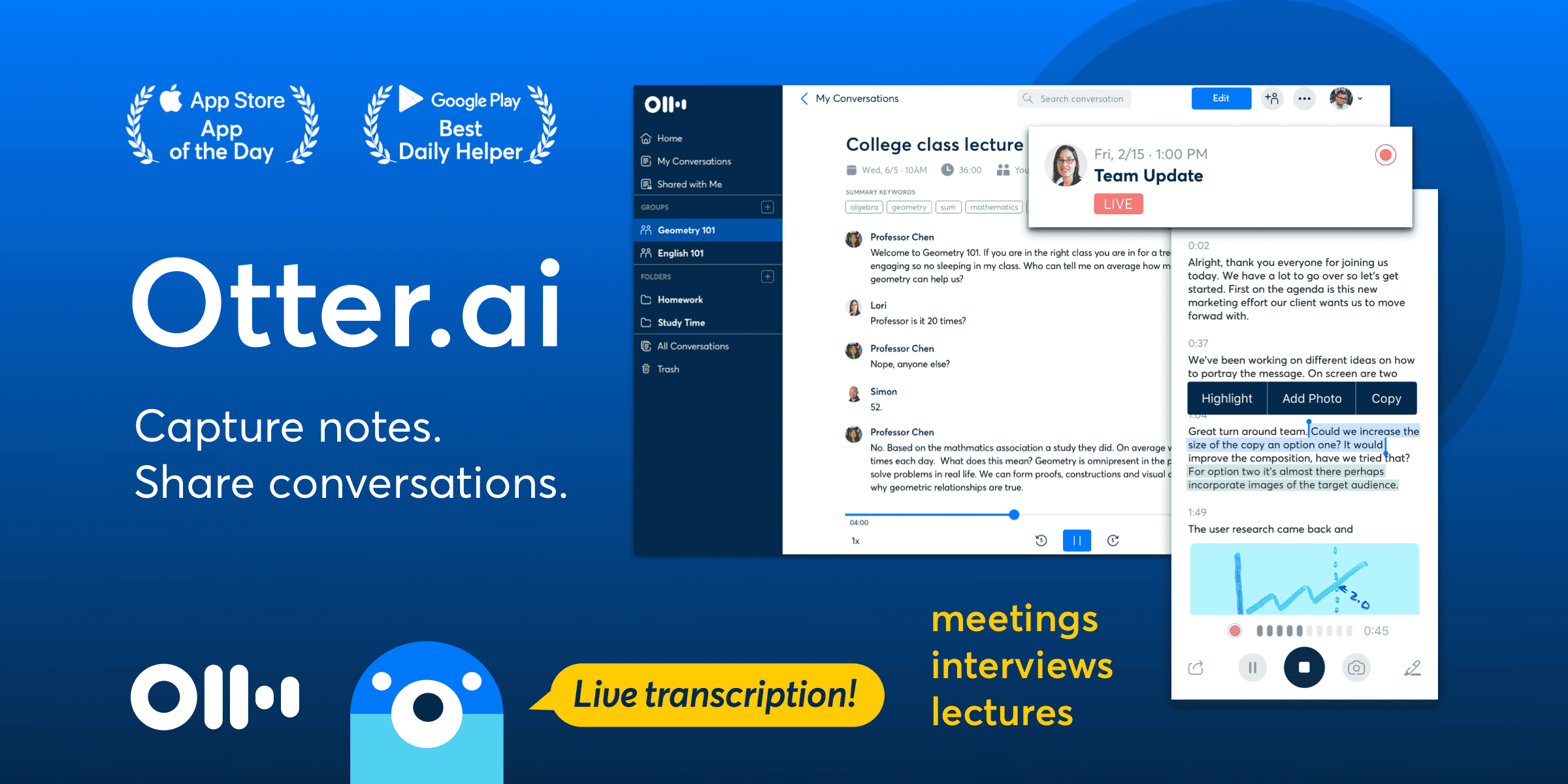 Otter.ai - to orally transcribe audio into text