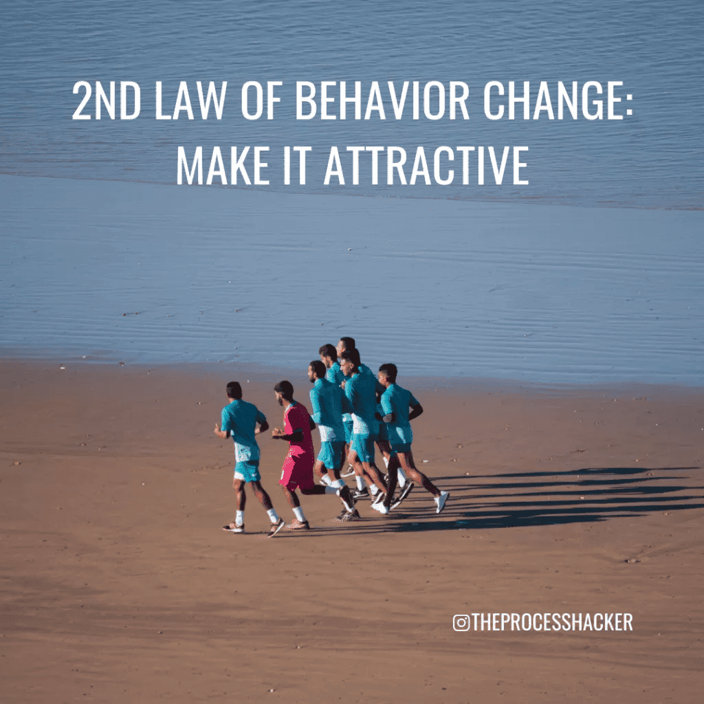 Diagram from Atomic Habits by James Clear illustrating the 2nd law: make it attractive