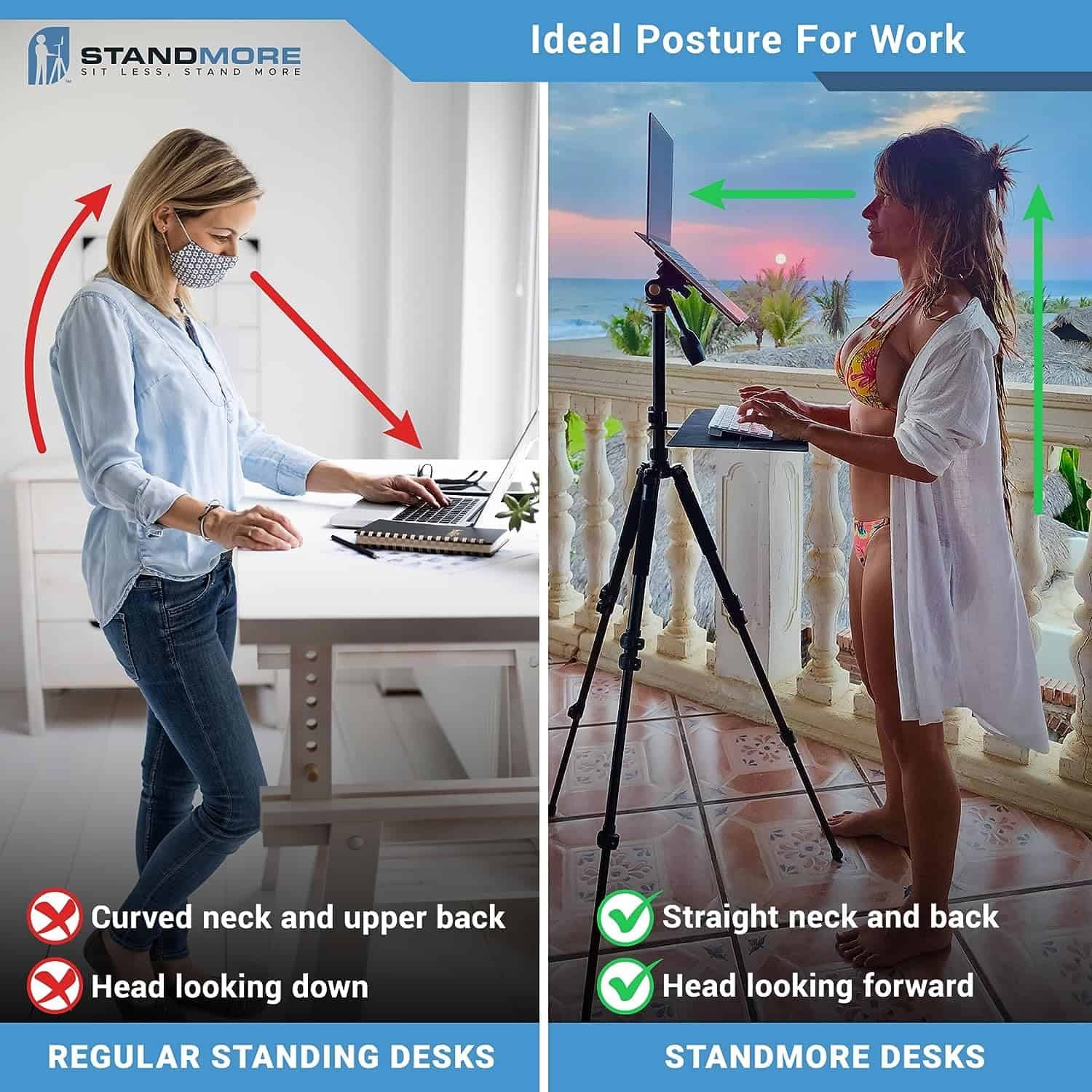 The StandMore travel standing desk improves your posture