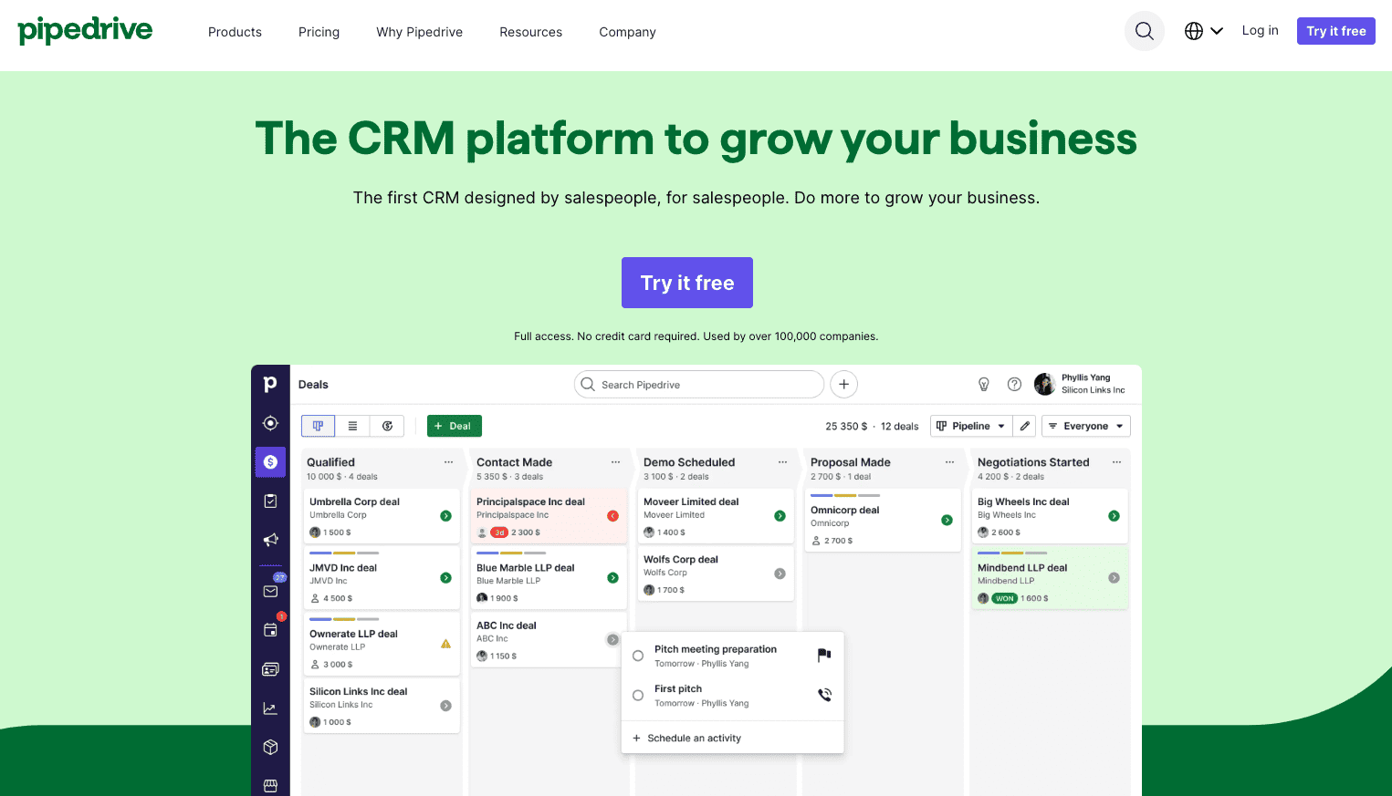 Pipedrive screenshot showing pipedrive - best crm workflow automation software tool