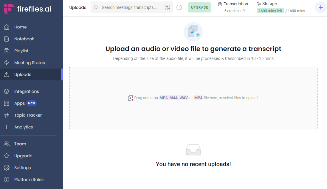 how to upload video file with Fireflies.ai