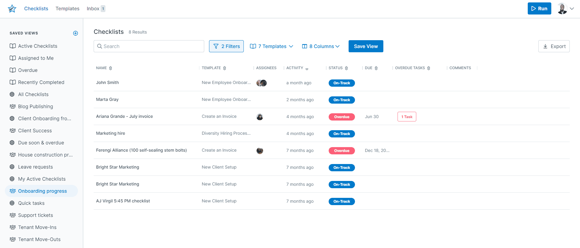Process Street helps you organize your checklists