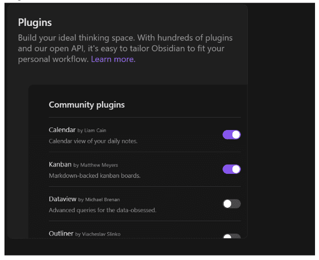 Plug-ins for Obsidian