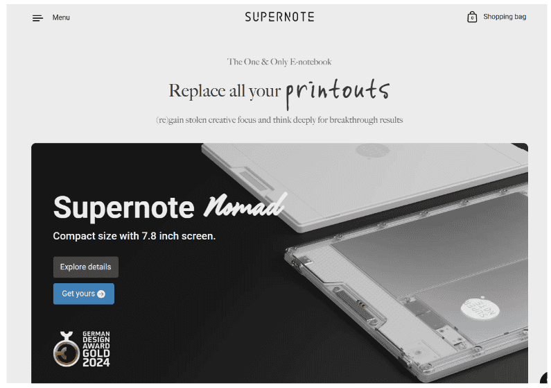Comparison of supernote in Supernote and ReMarkable 2