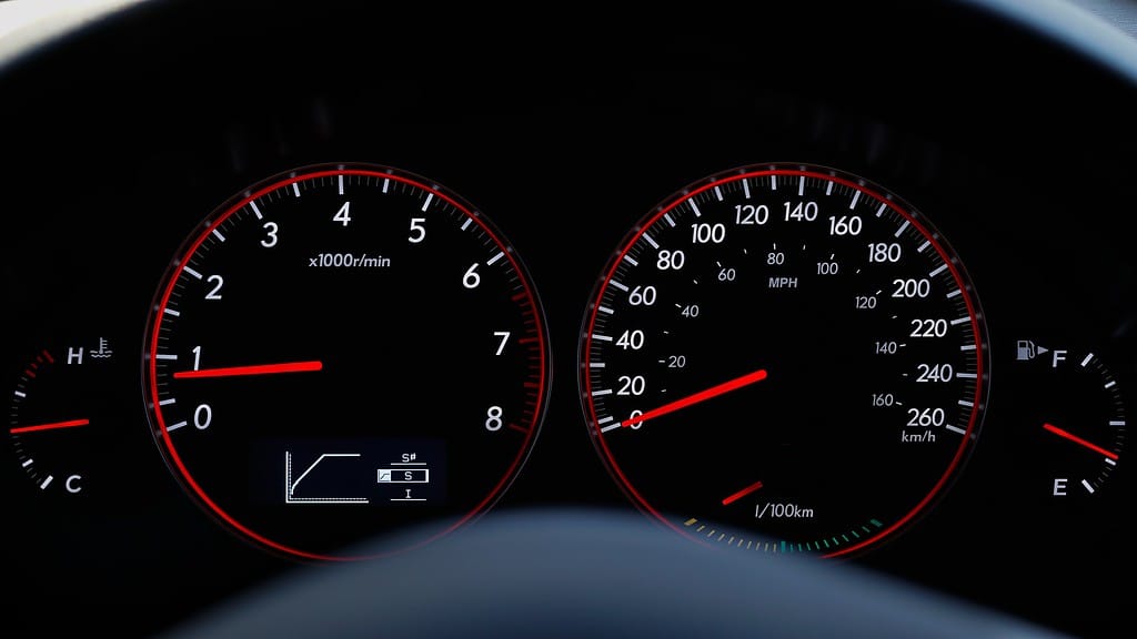 car dashboard showing key performance indicators