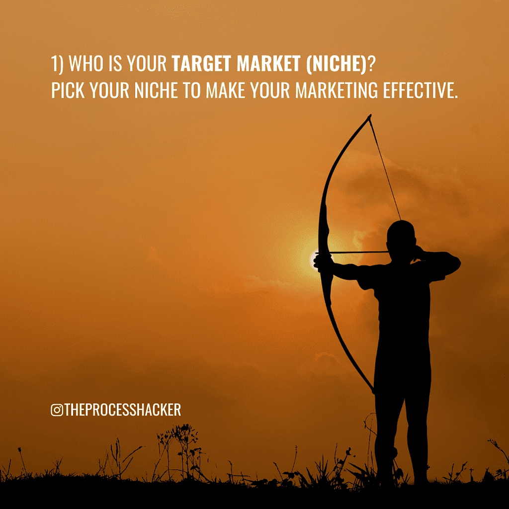 1. Who is your Target Market (Niche)? Pick your niche to make your marketing effective.
