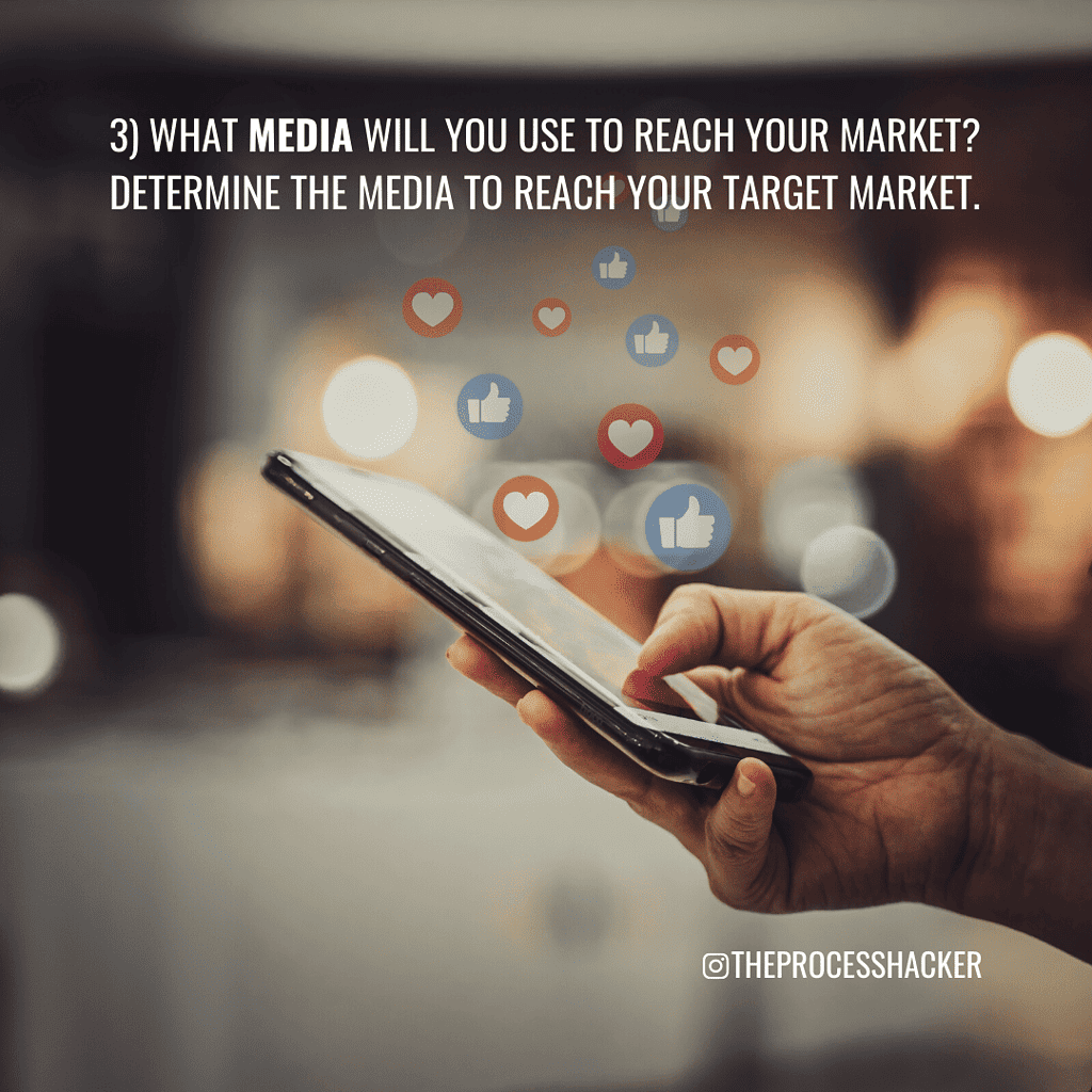 3. What Media will you use to reach your Market? Determine the Media to reach your Target Market.