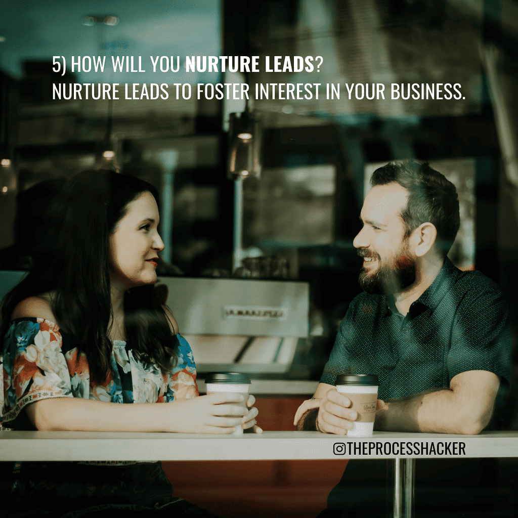 5. How will you Nurture Leads? Nurture Leads to foster interest in your business.