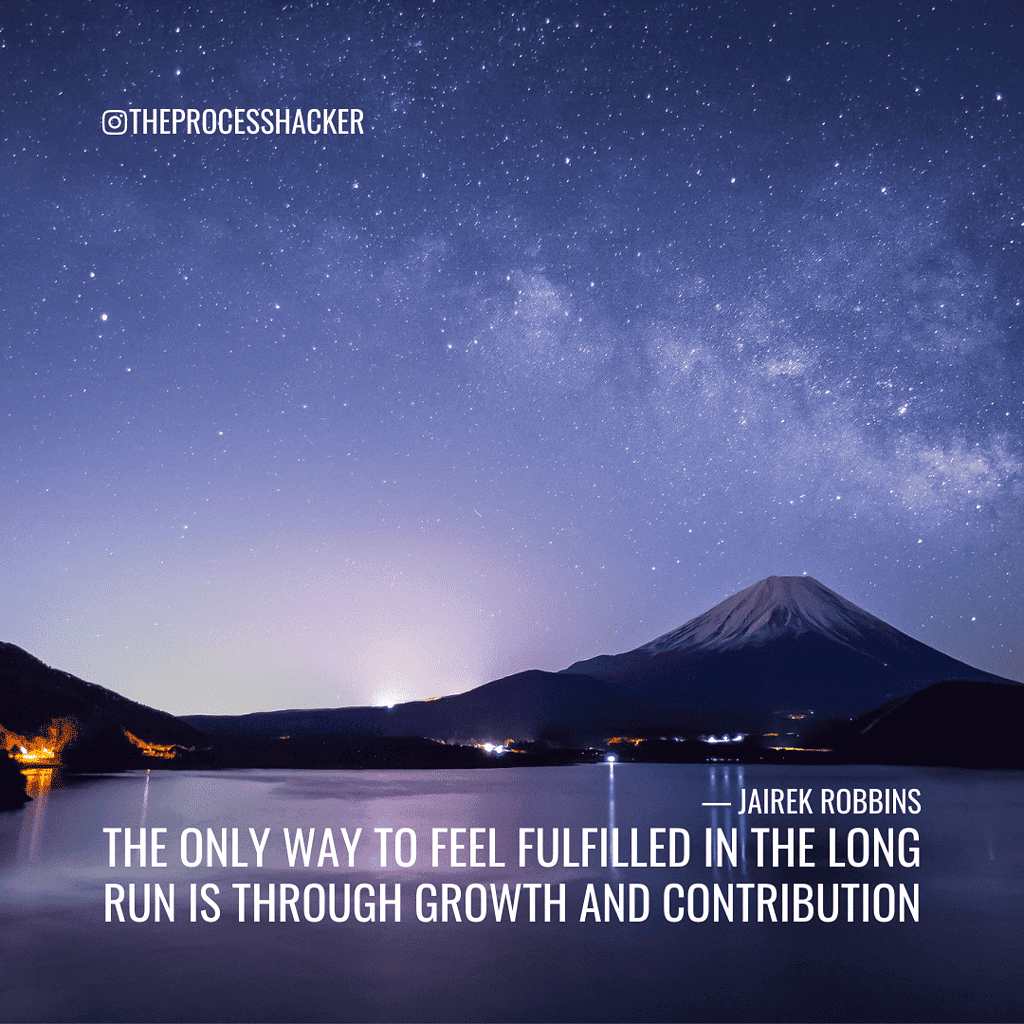 The only way to feel fulfilled in the long run is through growth and contribution. - Jairek Robbins