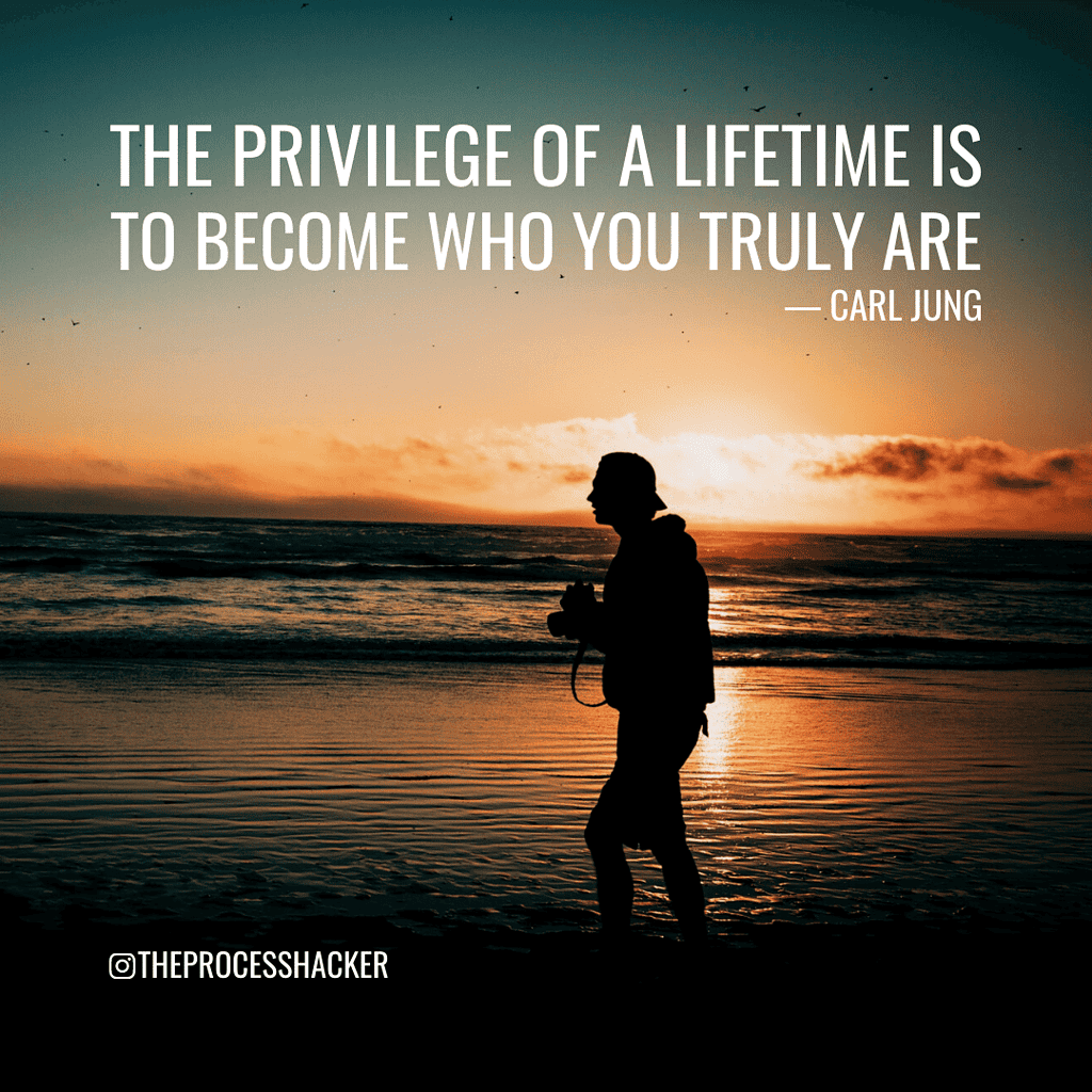 The privilege of a lifetime is to become who you truly are. - Carl Jung