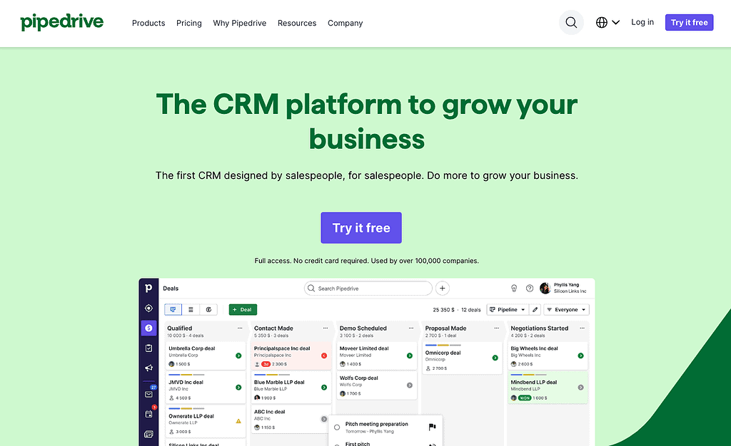 Pipedrive is the CRM platform to grow your business