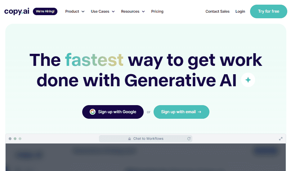 Copy.ai homepage