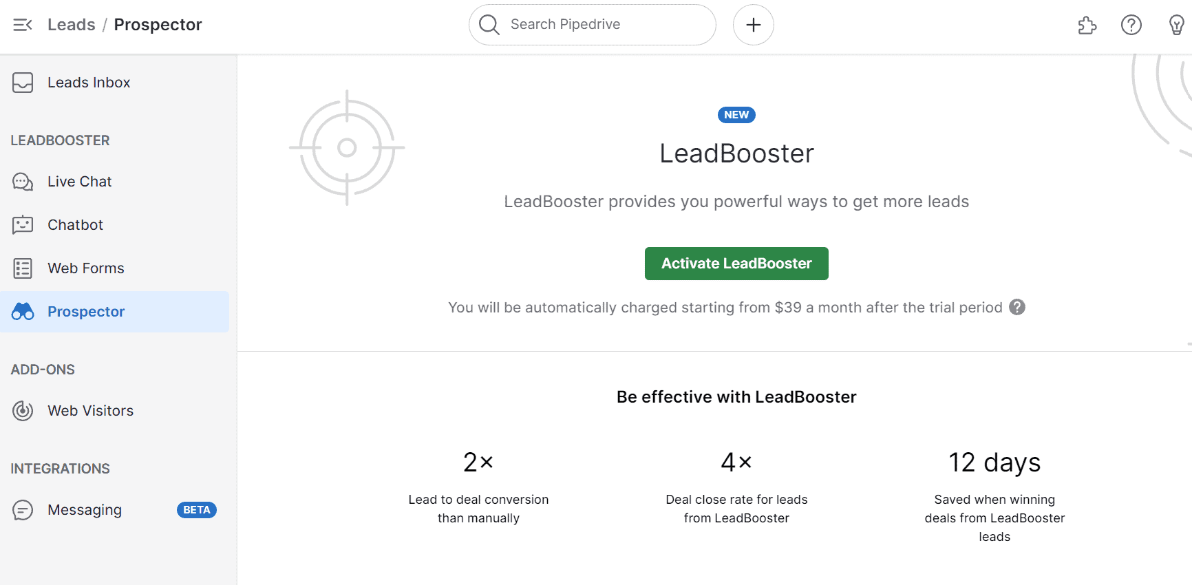 Pipedrive offers LeadBooster to help you get more leads
