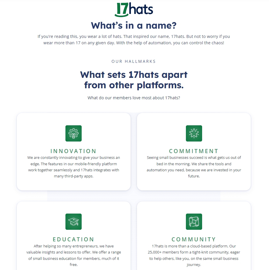 What sets 17hats apart from other platforms?