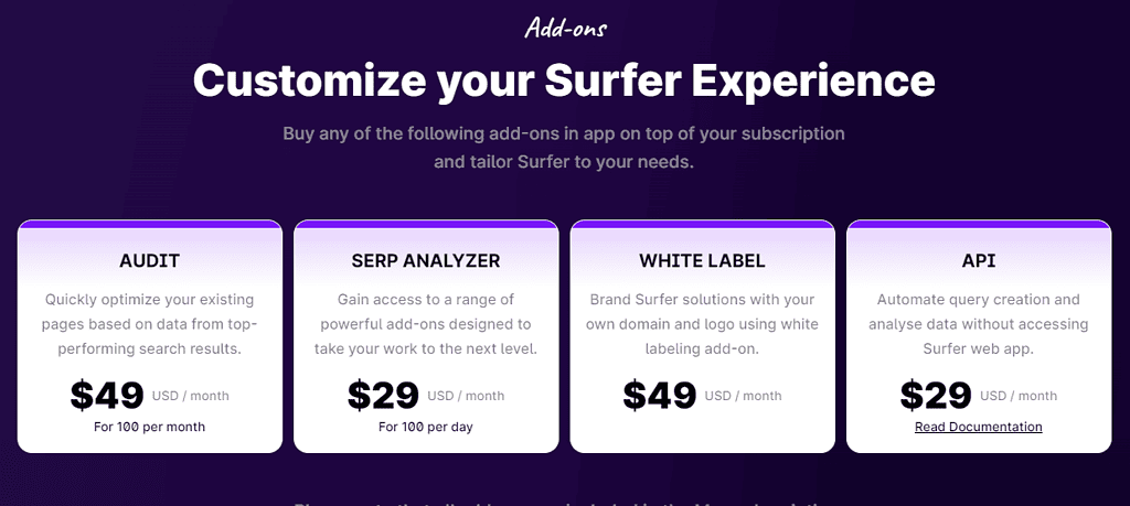 Customize your surfer experience with add-ons