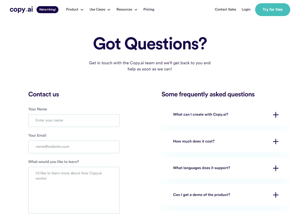 Copy.ai FAQs