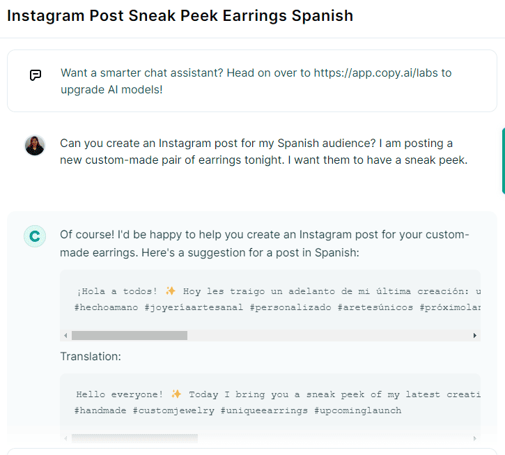 Copy.ai has a smart chat assistant.