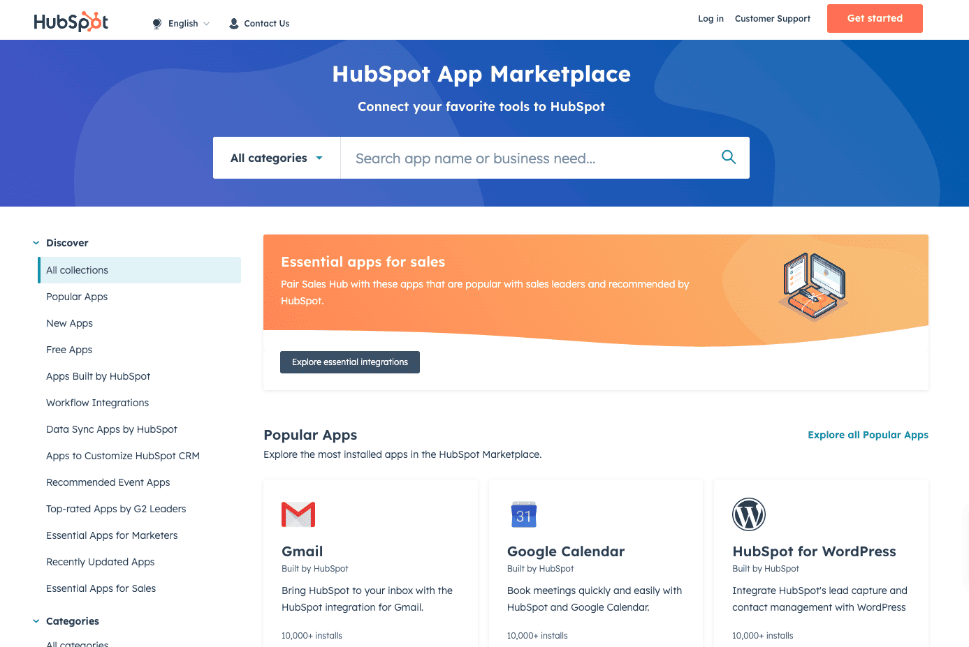 Apps integration with HubSpot Marketplace