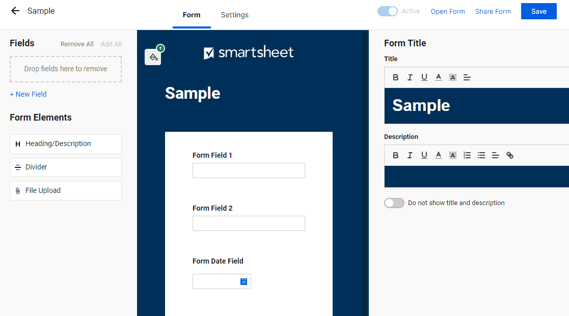 Smartsheet's webform