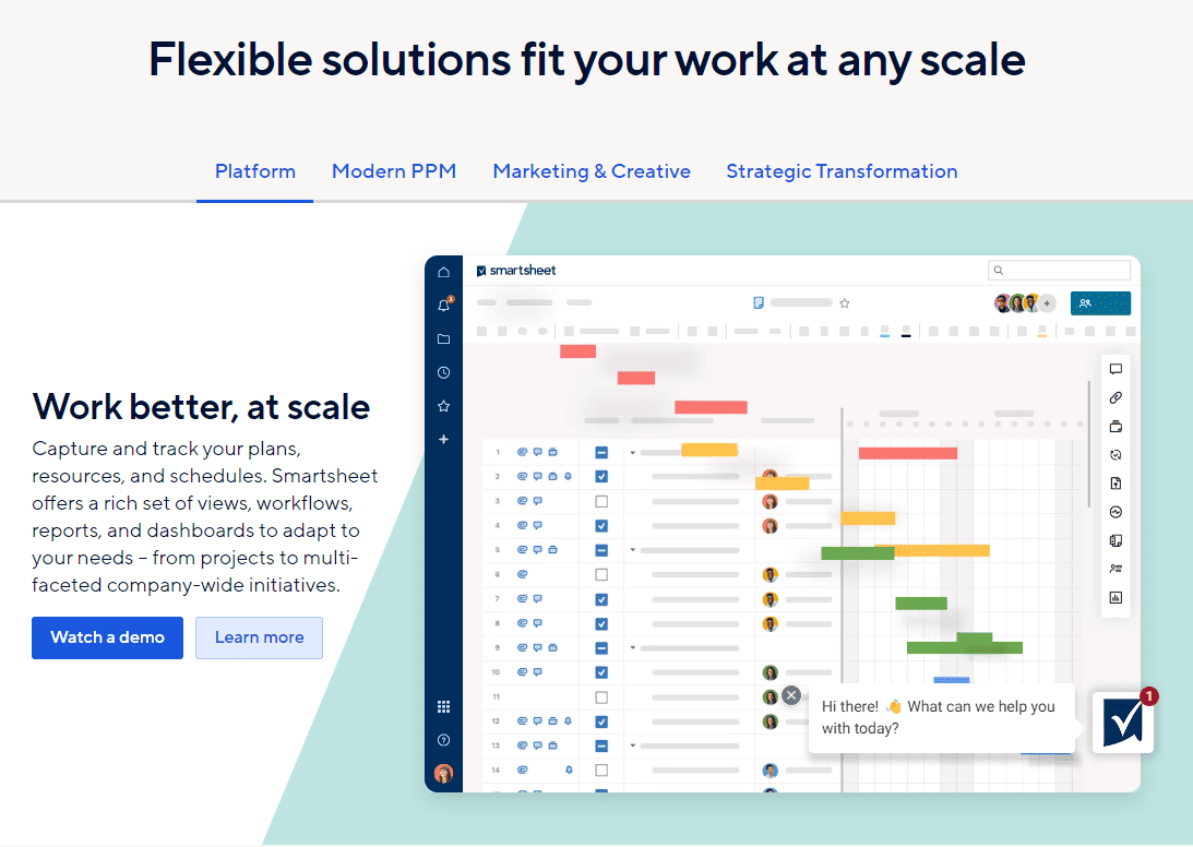 Smartsheet has flexible solutions that is sure to fit your work at any scale.