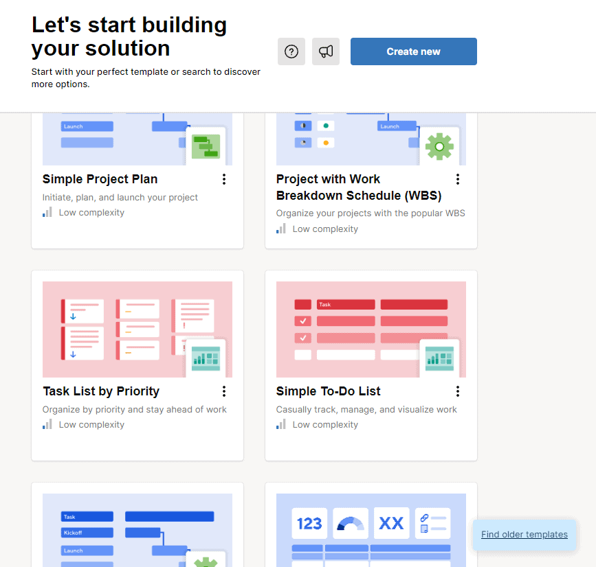 Smartsheet offers pre-built templates.