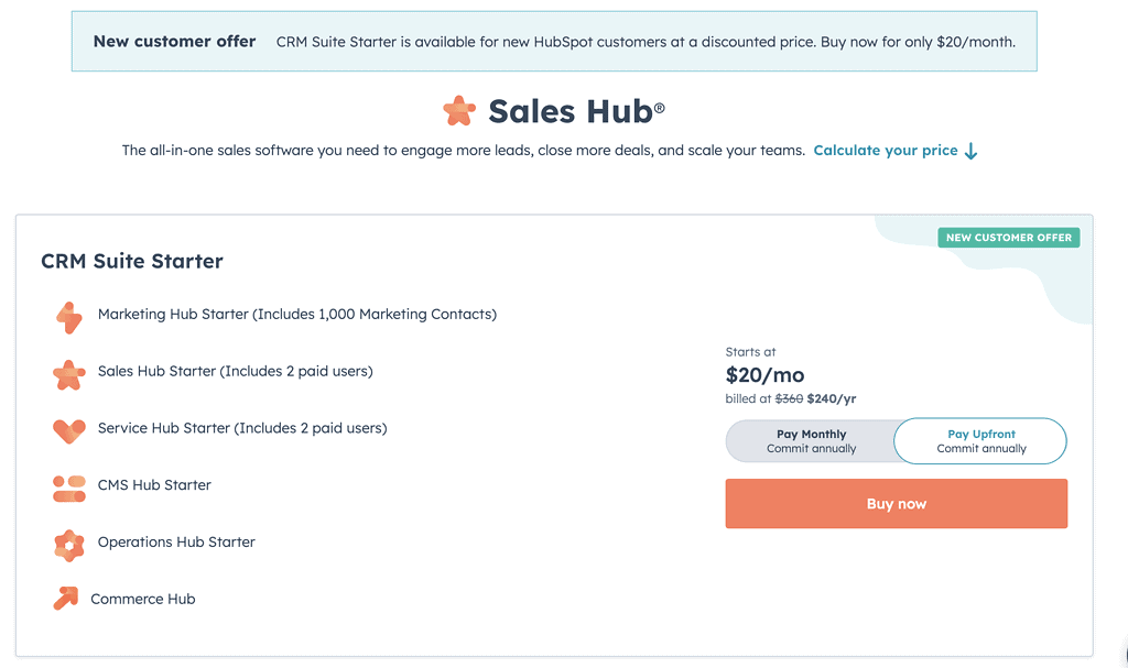 HubSpot Sales Hub pricing