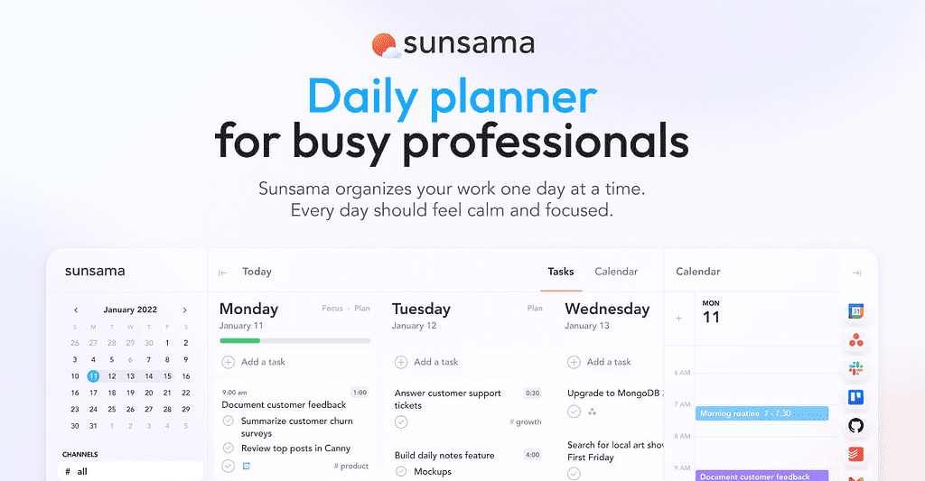 Sunsama is the daily planner for busy professionals