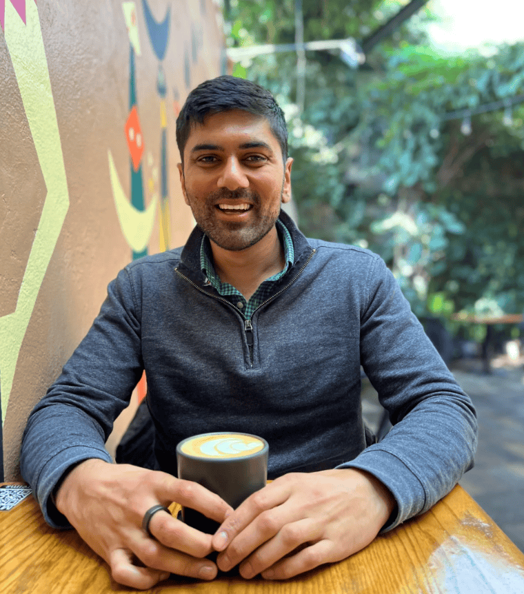 Dev Chandra, founder of The Process Hacker, having a coffee