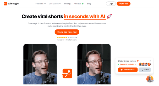 Submagic: Create viral videos in seconds with AI