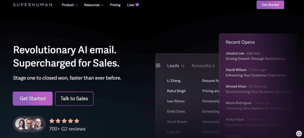 Superhuman Sales webpage